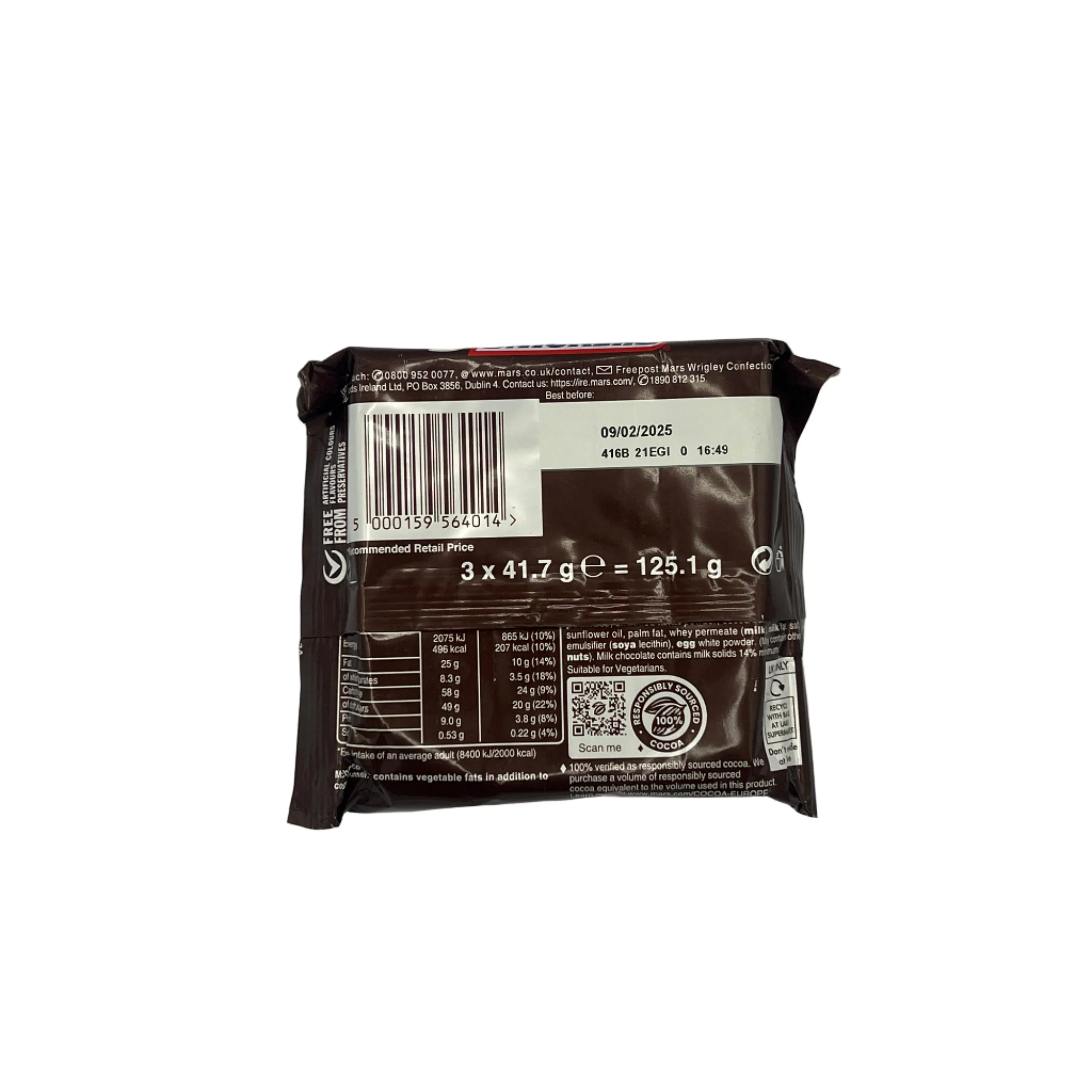 Snickers Caramel, Nougat, Peanuts & Milk Chocolate Bars 125.1g (3x 41.7g) Vegetarian Halal Chocolate Candy Bar Snacksize - Image 3